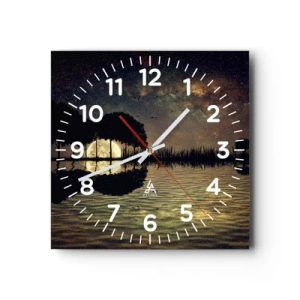 Wall clock - Clock on glass - Night at the Edge of the World - 30x30 cm