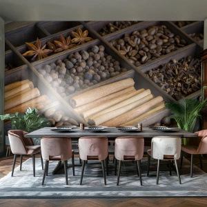 Photo Wallpaper Premium Canvas - Treasury of Aromas - Spices, Coffee, Cinnamon - 500x350 cm