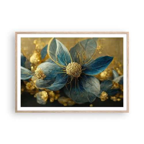 Poster in light oak frame - Blossoming in Gold - 100x70 cm
