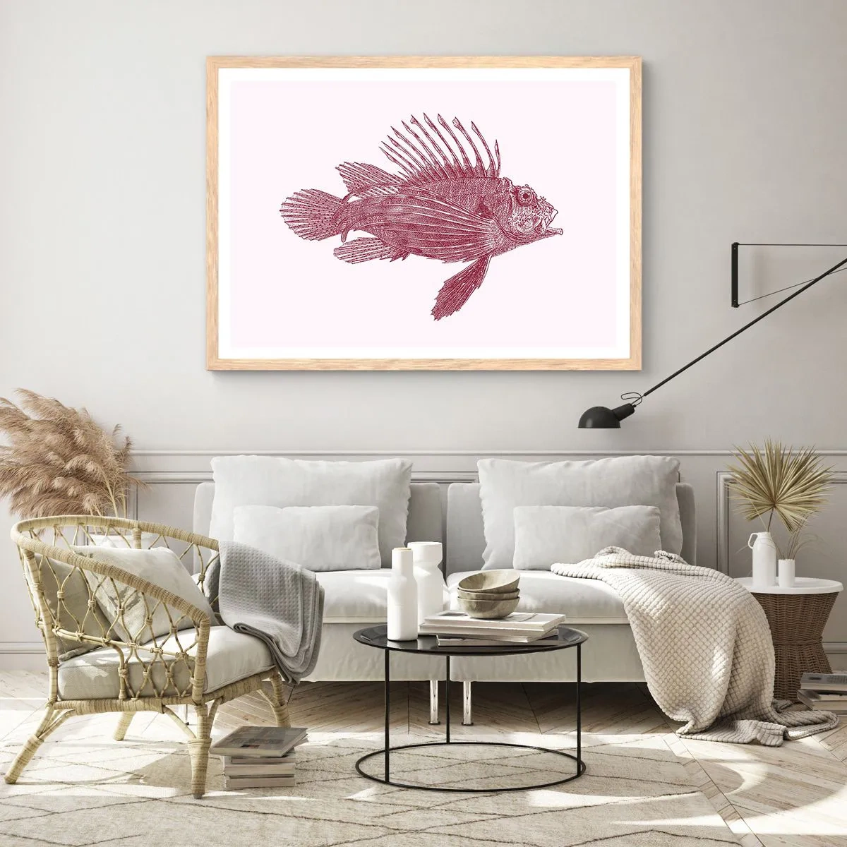 Poster in light oak frame - Dweller of Exotic Waters - 100x70 cm