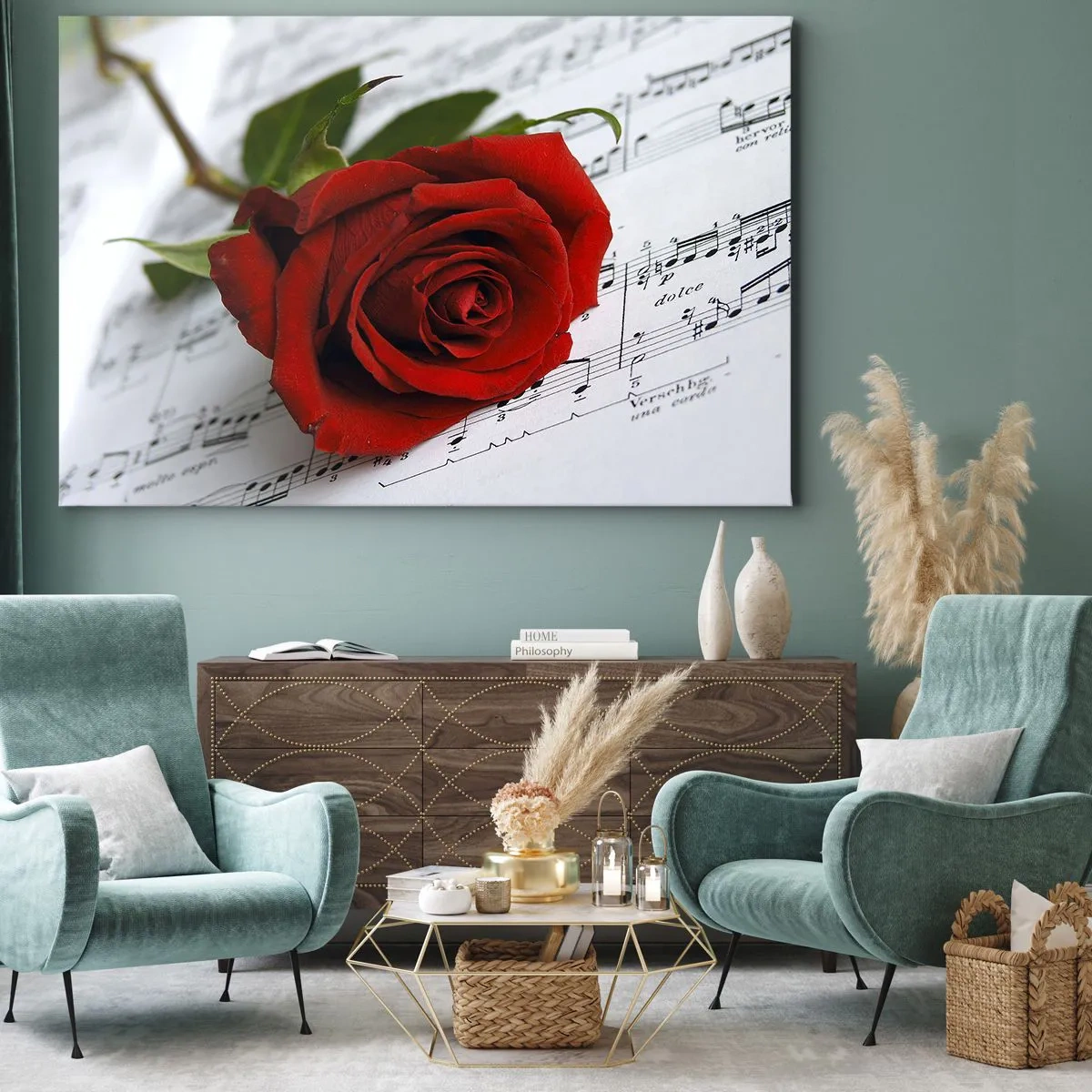 Canvas picture - Music of Feelings in Scarlet - 100x70 cm