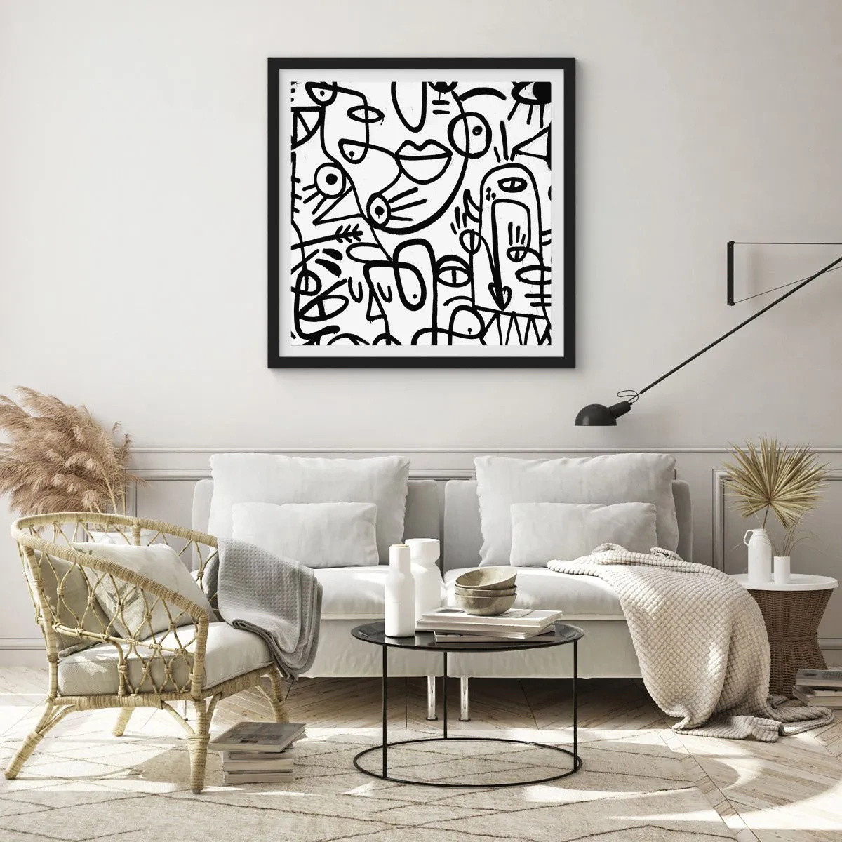 Poster in black frame - Faces and Mirages - 40x40 cm