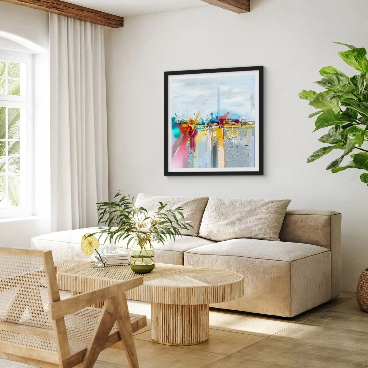 Poster in black frame - Bridge of Joy over the River of Life - 40x40 cm