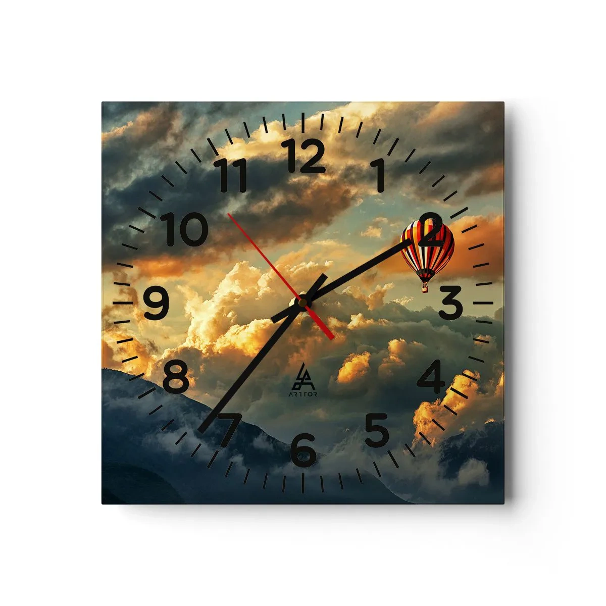 Wall clock - Clock on glass - I Like Flying - 30x30 cm