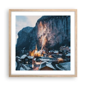 Poster in light oak frame - Sparkling Winter Spirit - 50x50 cm