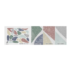 Photo Wallpaper Sample Premium Canvas - Mosaic of Powdered Colours - Minimalism, Pastel, Boho - 100x30 cm