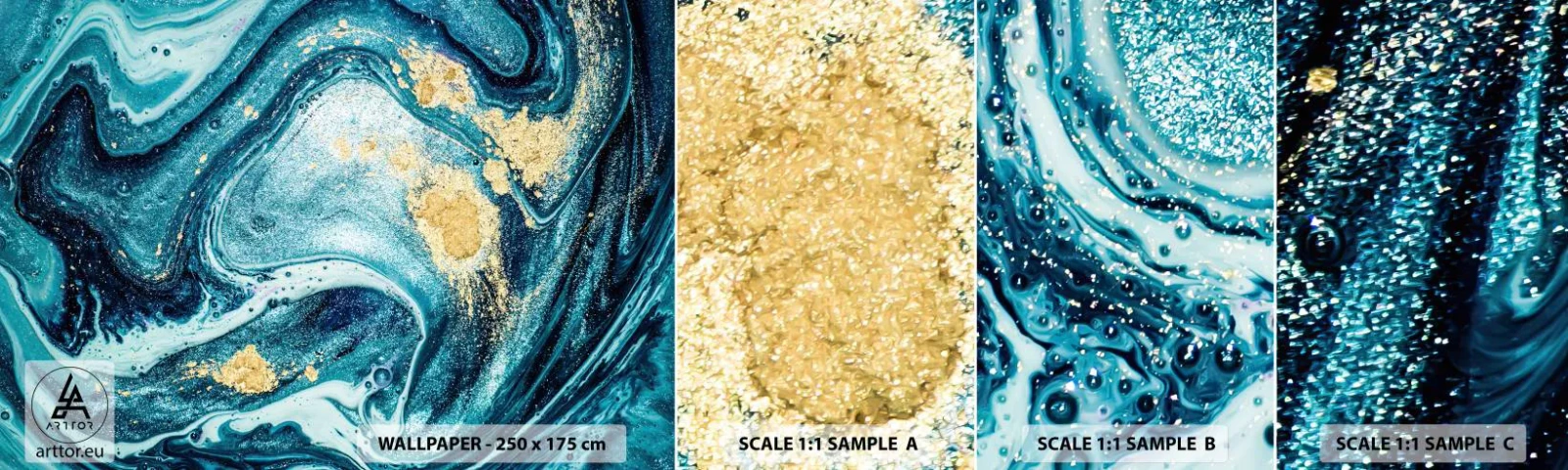 Photo Wallpaper Sample Standard Eco - Blue Whirl - Abstraction, Piece, Modern Pattern - 100x30 cm