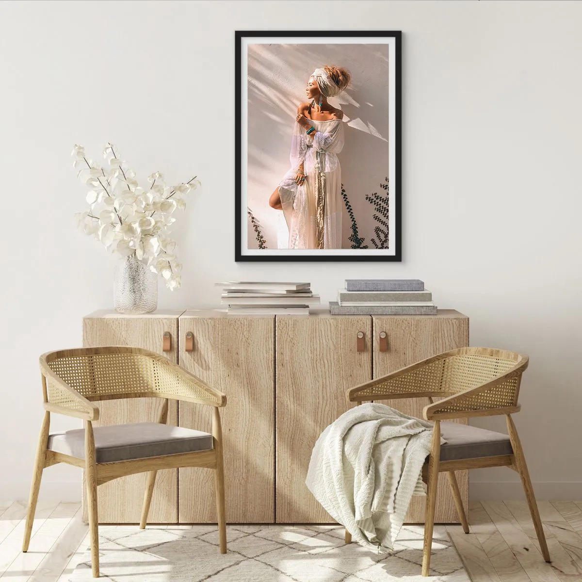 Poster in black frame - Sun and Girl - 40x50 cm