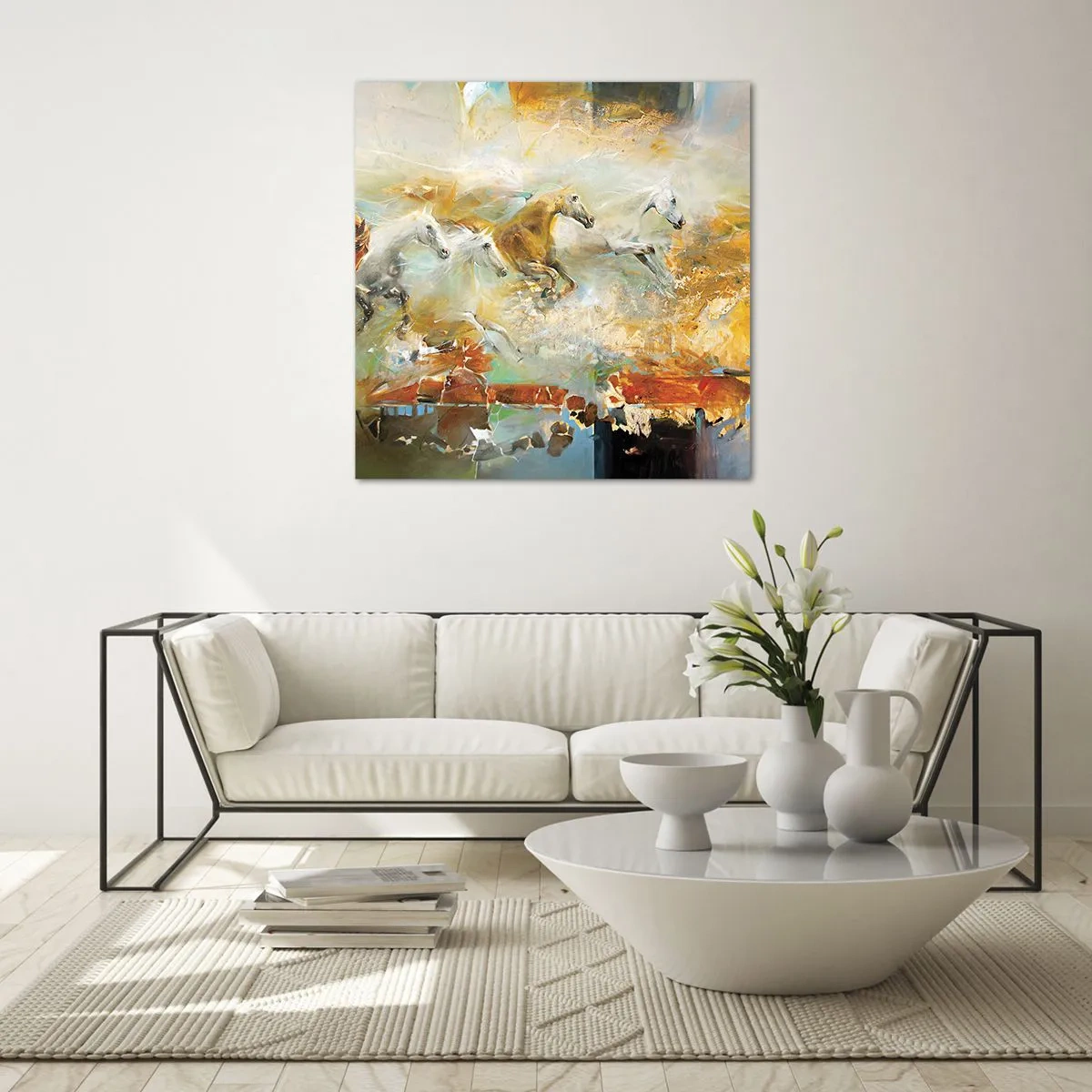 Glass picture - Gallopping through the World - 30x30 cm