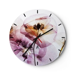 Wall clock - Clock on glass - Delicate, transparent flowers in pastel colors - 30x30cm - Flower Body Slide - Modern wall decoration for the living room, kitchen, and bedroom ARTTOR