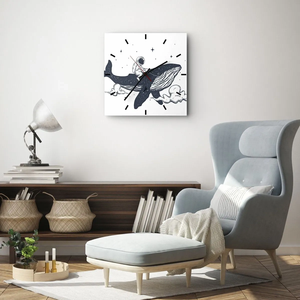 Wall clock - Clock on glass - Space Adventure - 40x40 cm