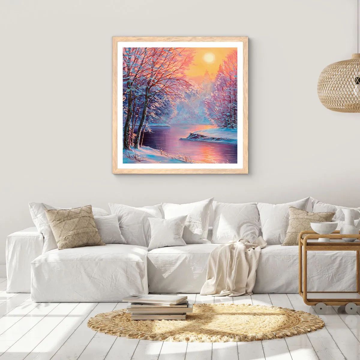 Poster in light oak frame - Colours of Winter - 60x60 cm