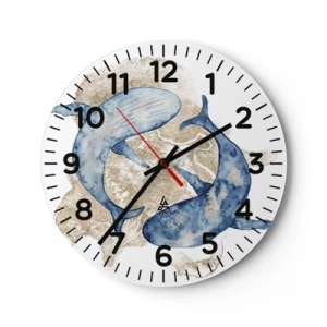 Wall clock - Clock on glass - Frendship or Love? - 30x30 cm