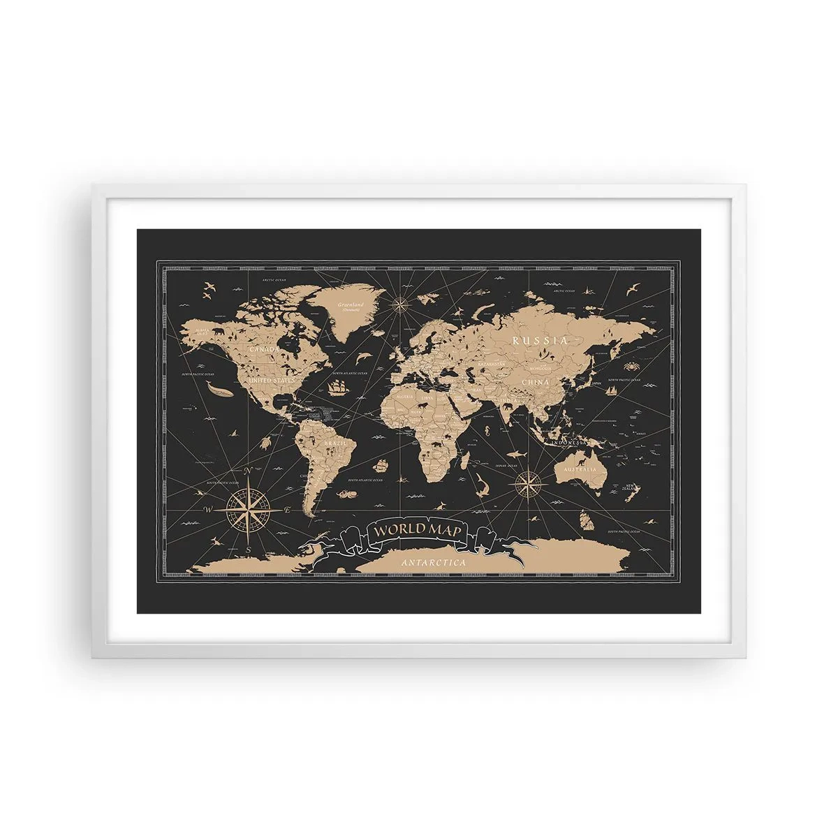Poster in white frmae - Borders of My World - 70x50 cm