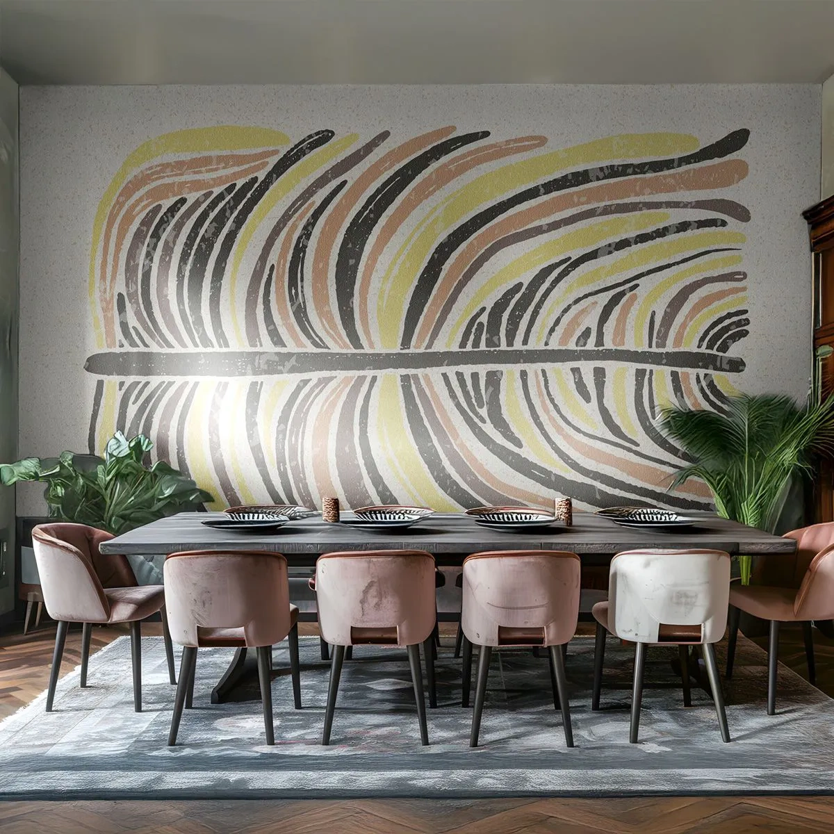 Photo Wallpaper Premium Sand - Abstract: Life to the Full - Boho, Minimalism, Pastel - 250x175 cm