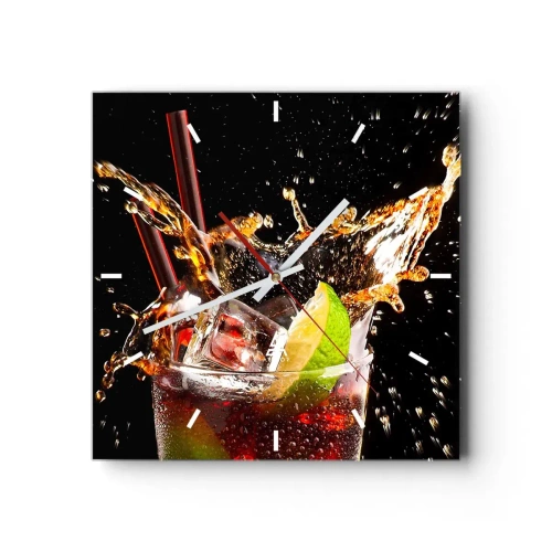 Wall clock - Clock on glass - Joy and Energy of Colours - 40x40 cm