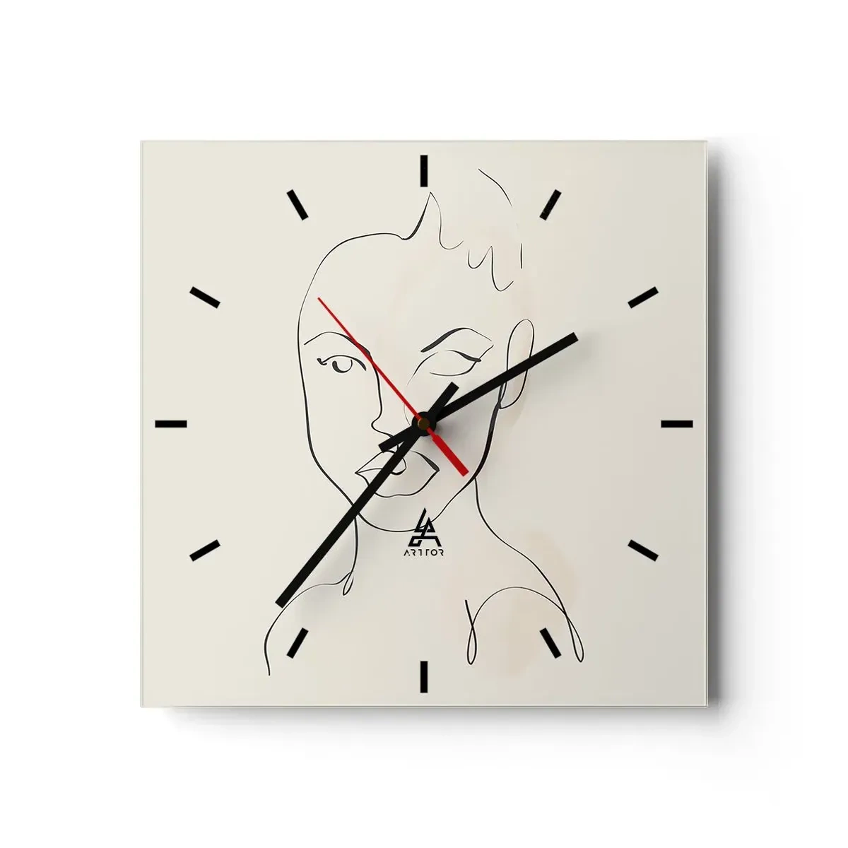Wall clock - Clock on glass - Outline of Sensuality - 40x40 cm