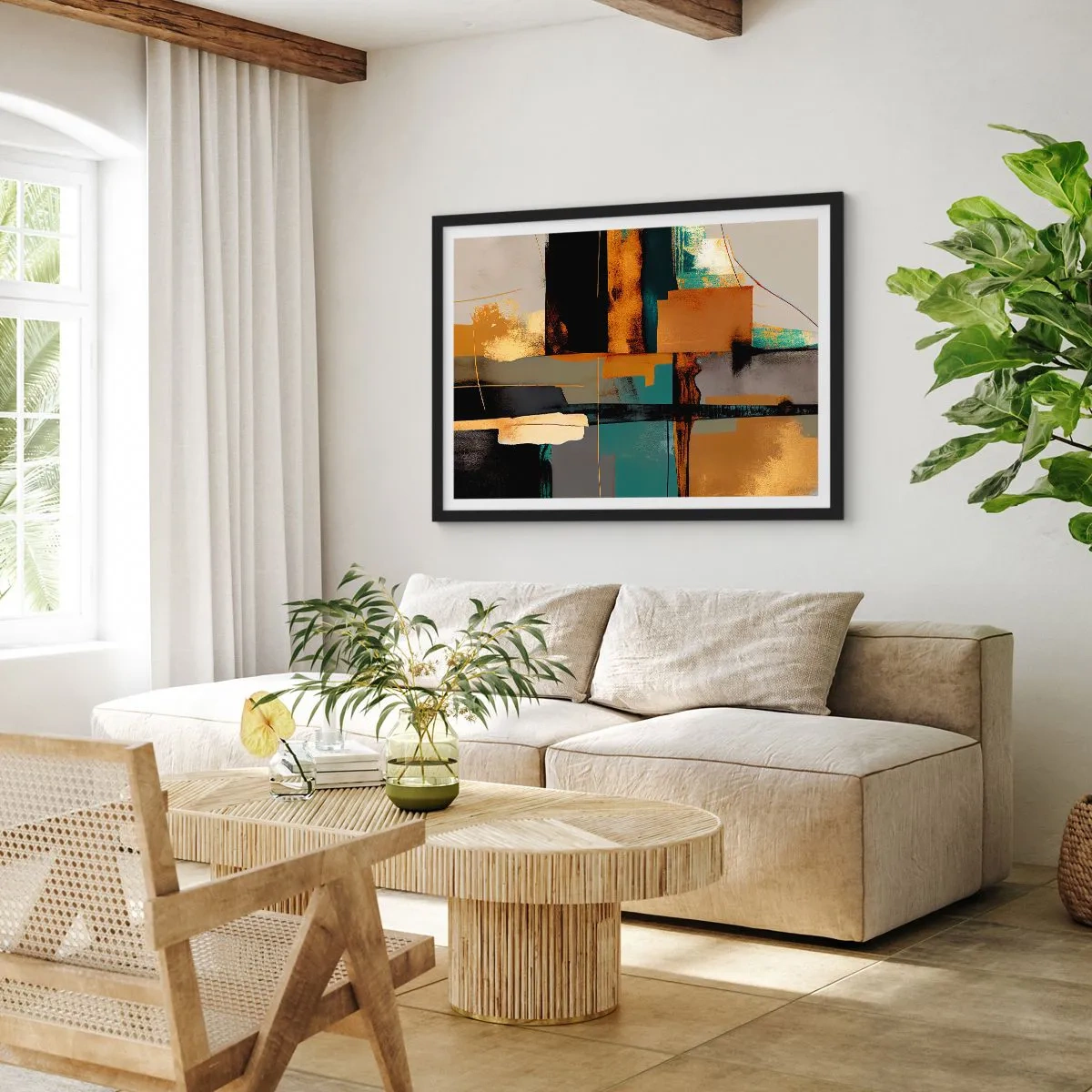 Poster in black frame - Abstract - Light and Shadow - 91x61 cm