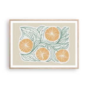 Poster in light oak frame - Ethnic with an Abstract Note - 100x70 cm