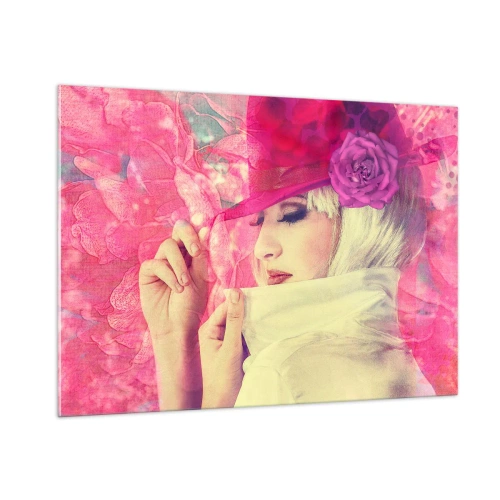 Glass picture - Retro Portrait in Pink - 100x70 cm