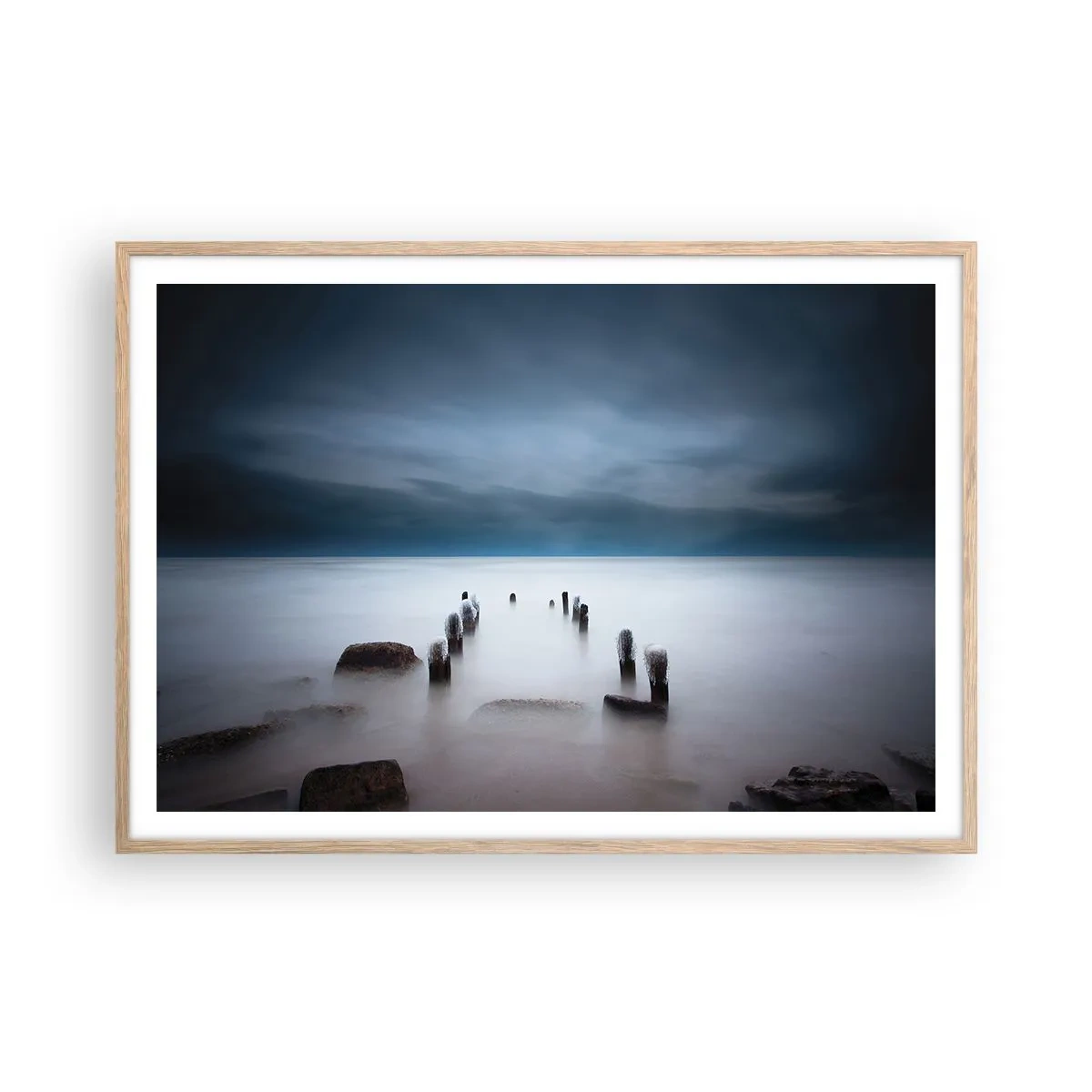 Poster in light oak frame - Pensive Lake - 100x70 cm