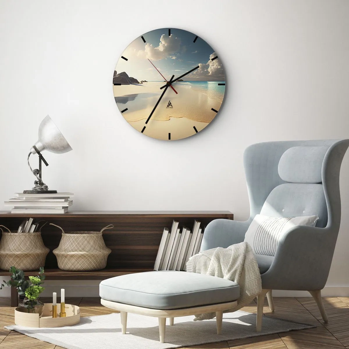Wall clock - Clock on glass - Dream Day - 40x40 cm