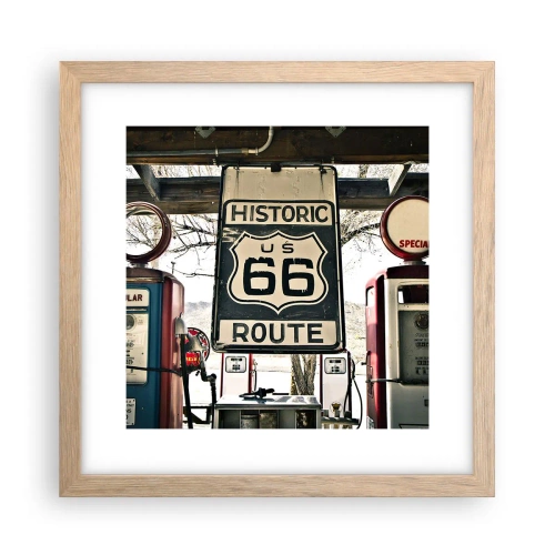 Poster in light oak frame - American Retro Trip - 30x30 cm