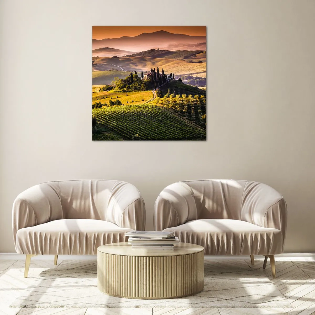 Glass picture - Arcadia - Tuscan Landscape - 70x70 cm