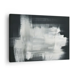 Canvas picture - White abstract strokes on a dark background - 70x50cm - Woven from the Vertical and the Horizontal - Modern wall decoration for the living room and bedroom ARTTOR