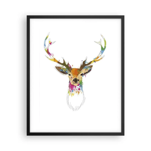 Poster in black frame - Deer Bathed in Colour - 40x50 cm