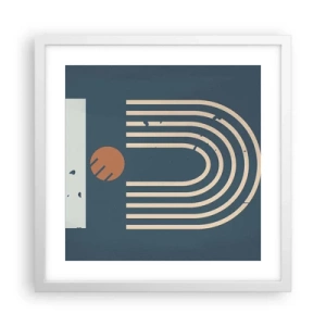 Poster in white frmae - Geometry on Navy Blue - 40x40 cm