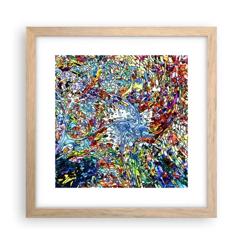 Poster in light oak frame - Stained Glass with Drops - 30x30 cm