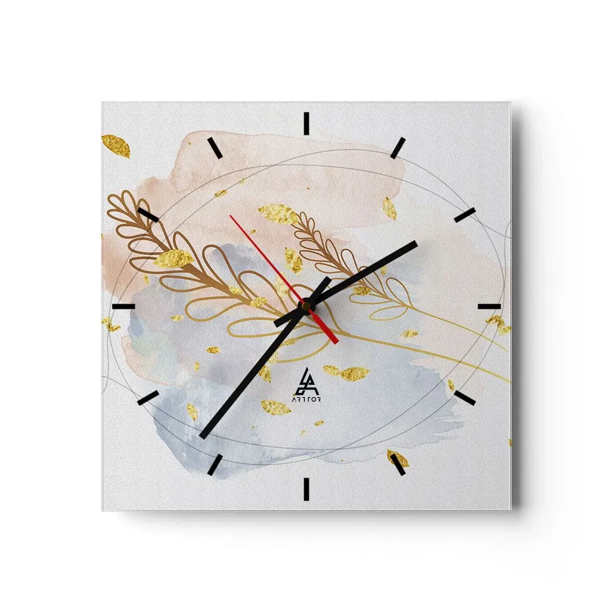 Wall clock - Clock on glass - Golden Blast - 40x40 cm