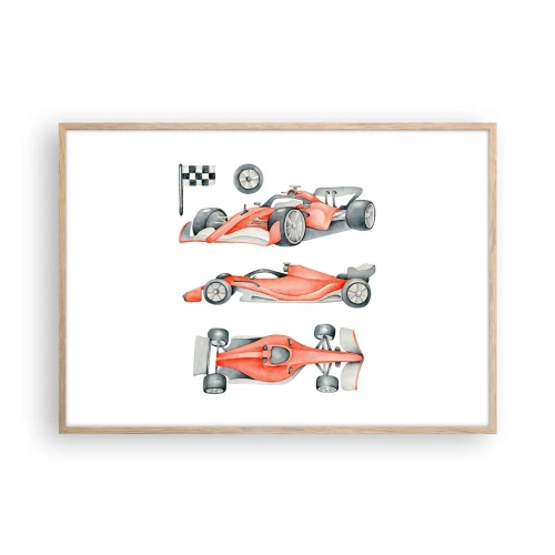 Poster in light oak frame - Race for the Dreams - 100x70 cm