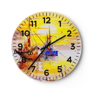 Wall clock - Clock on glass - Deserved Rest in Port - 30x30 cm
