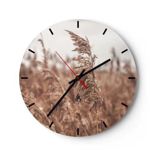 Wall clock - Clock on glass - Autumn Has Arrived in the Fields - 40x40 cm