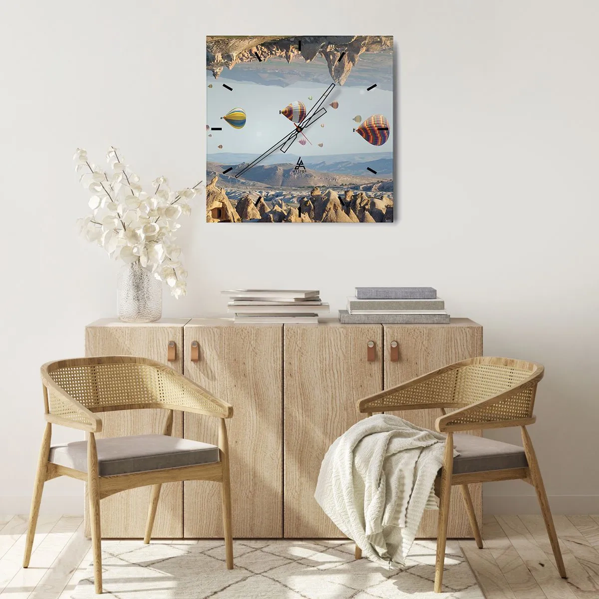 Wall clock - Clock on glass - Here Everything Is Possible - 40x40 cm