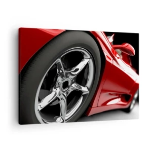 Canvas picture - Red sports car with chrome wheel - 70x50cm - Born to Be Fast - Modern wall decoration for the living room and bedroom ARTTOR