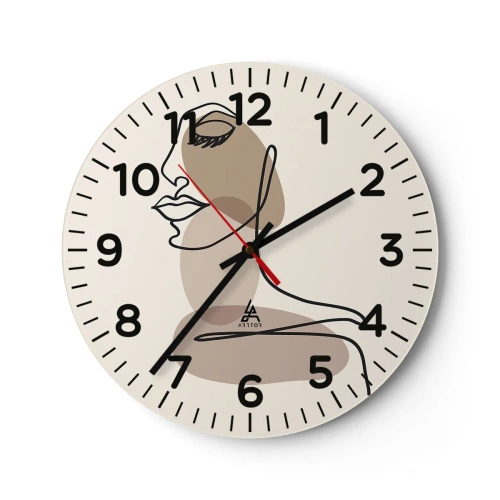 Wall clock - Clock on glass - Listening to Herself - 40x40 cm