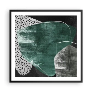 Poster in black frame - Colourful Abstract with a Golden Petal - 60x60 cm