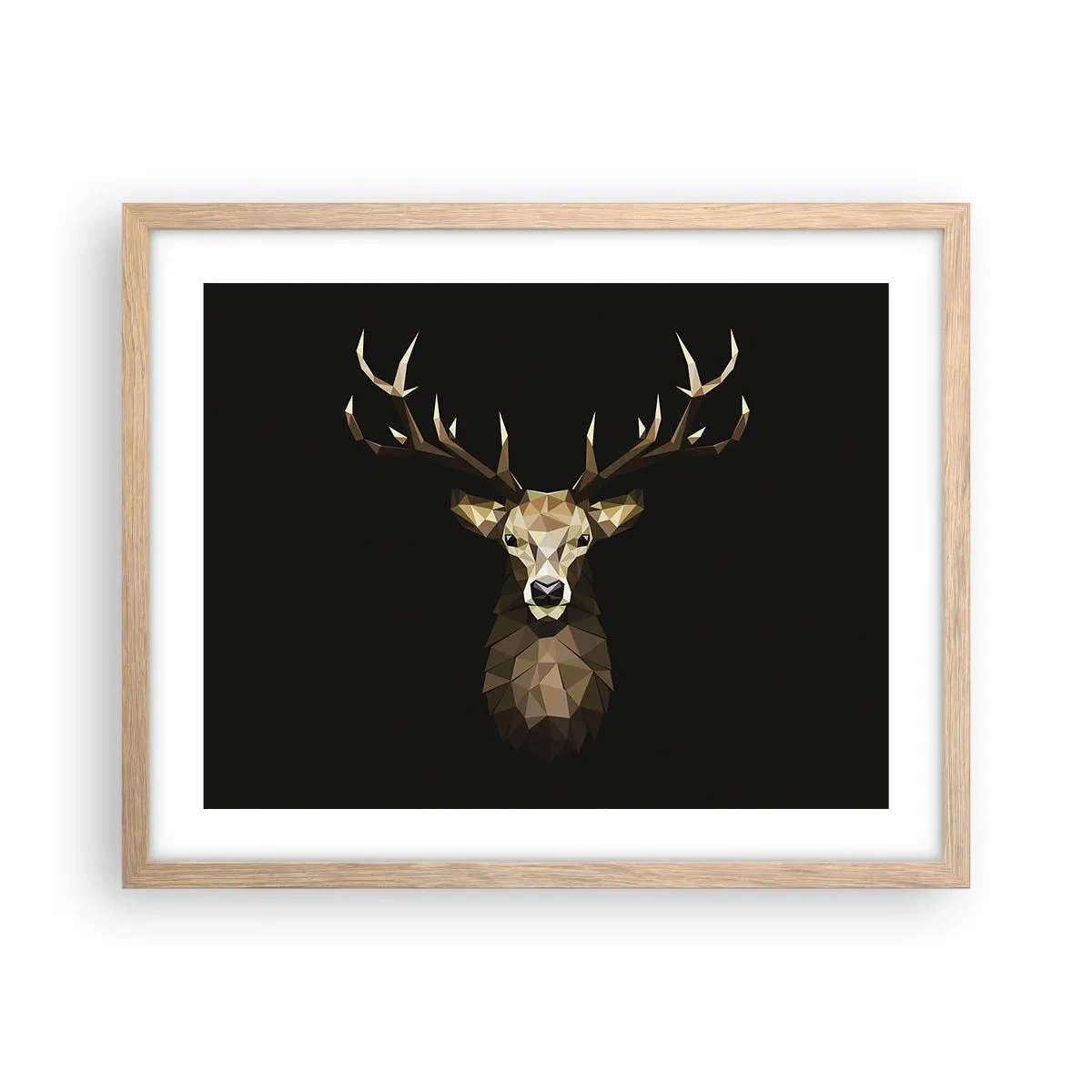Poster in light oak frame - Cubist Deer - 50x40 cm
