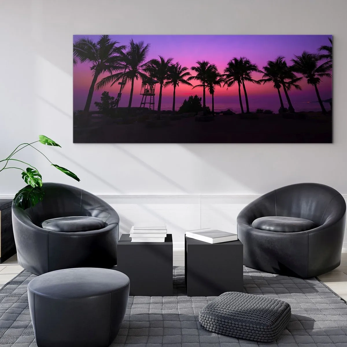 Glass picture - Evening under the Palms - 90x30 cm