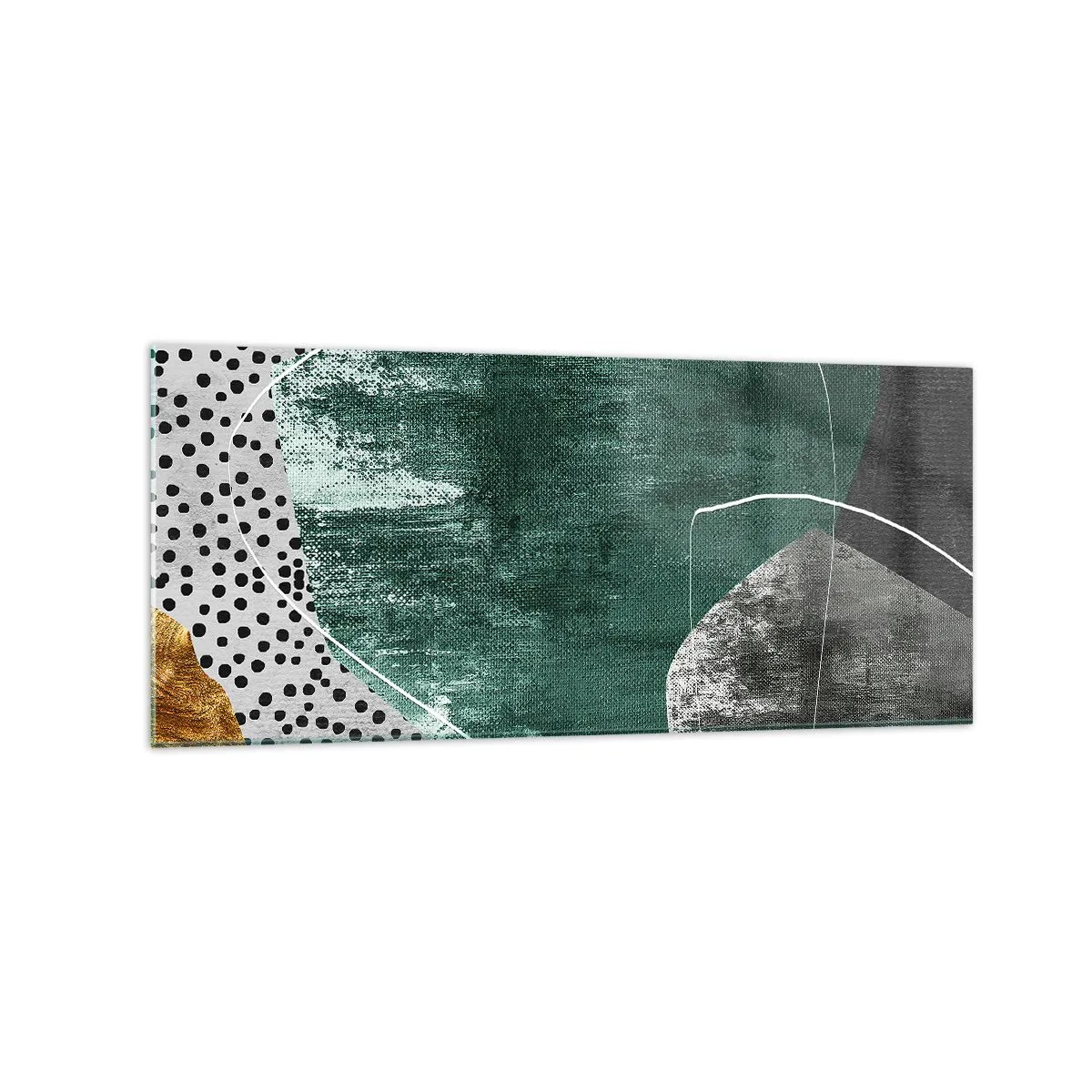 Glass picture - Colourful Abstract with a Golden Petal - 120x50 cm