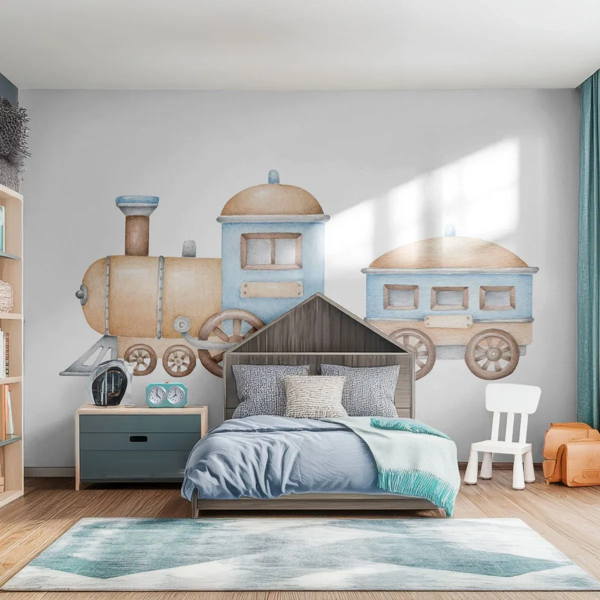 Photo Wallpaper Premium Canvas - Standing at the Station… - Children's, Train, Retro - 100x70 cm