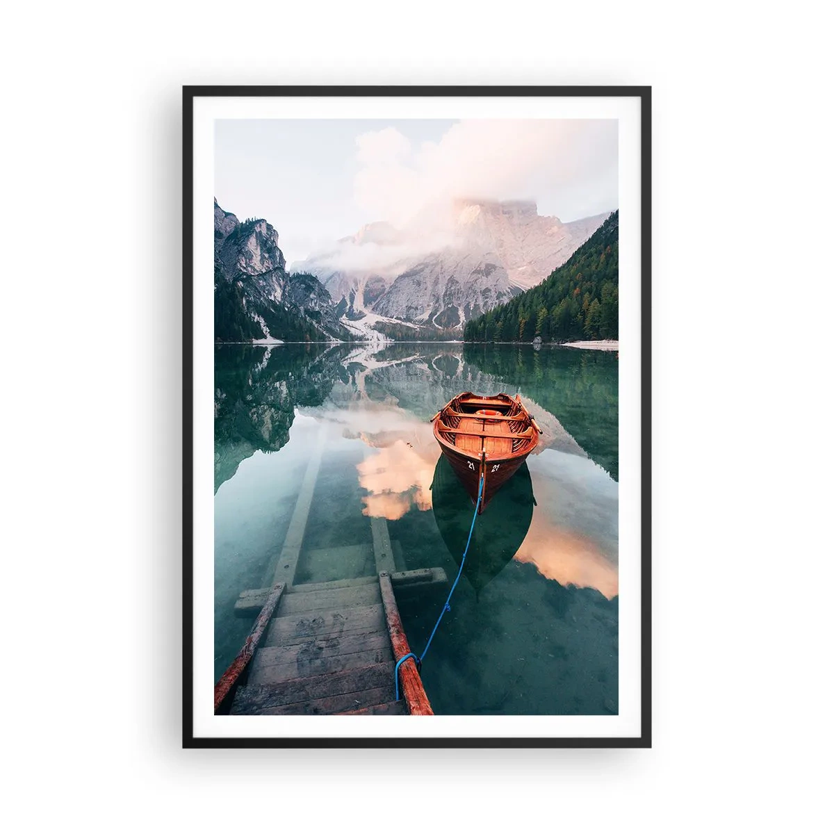 Poster in black frame - Peaceful Dream of the Mountains - 70x100 cm