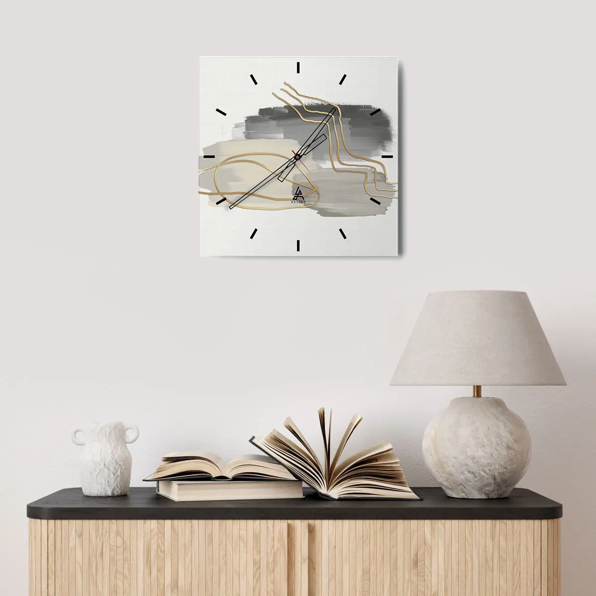 Wall clock - Clock on glass - Persistance and Movement - 40x40 cm