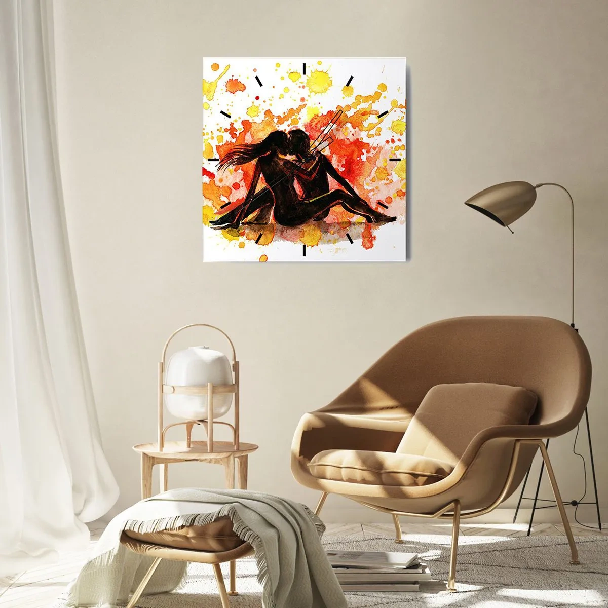 Wall clock - Clock on glass - And There Was Light - 40x40 cm