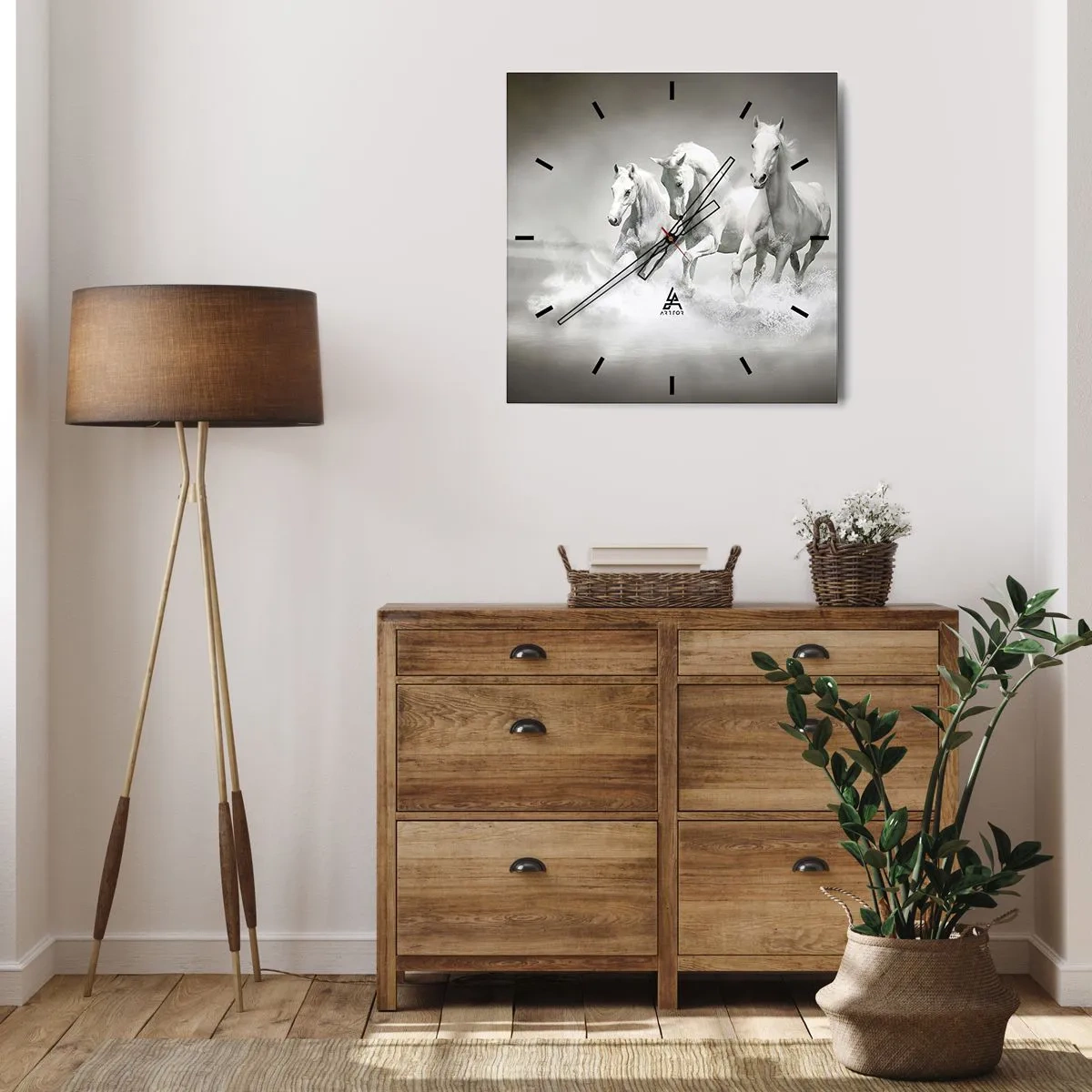 Wall clock - Clock on glass - White Madness - 30x30 cm