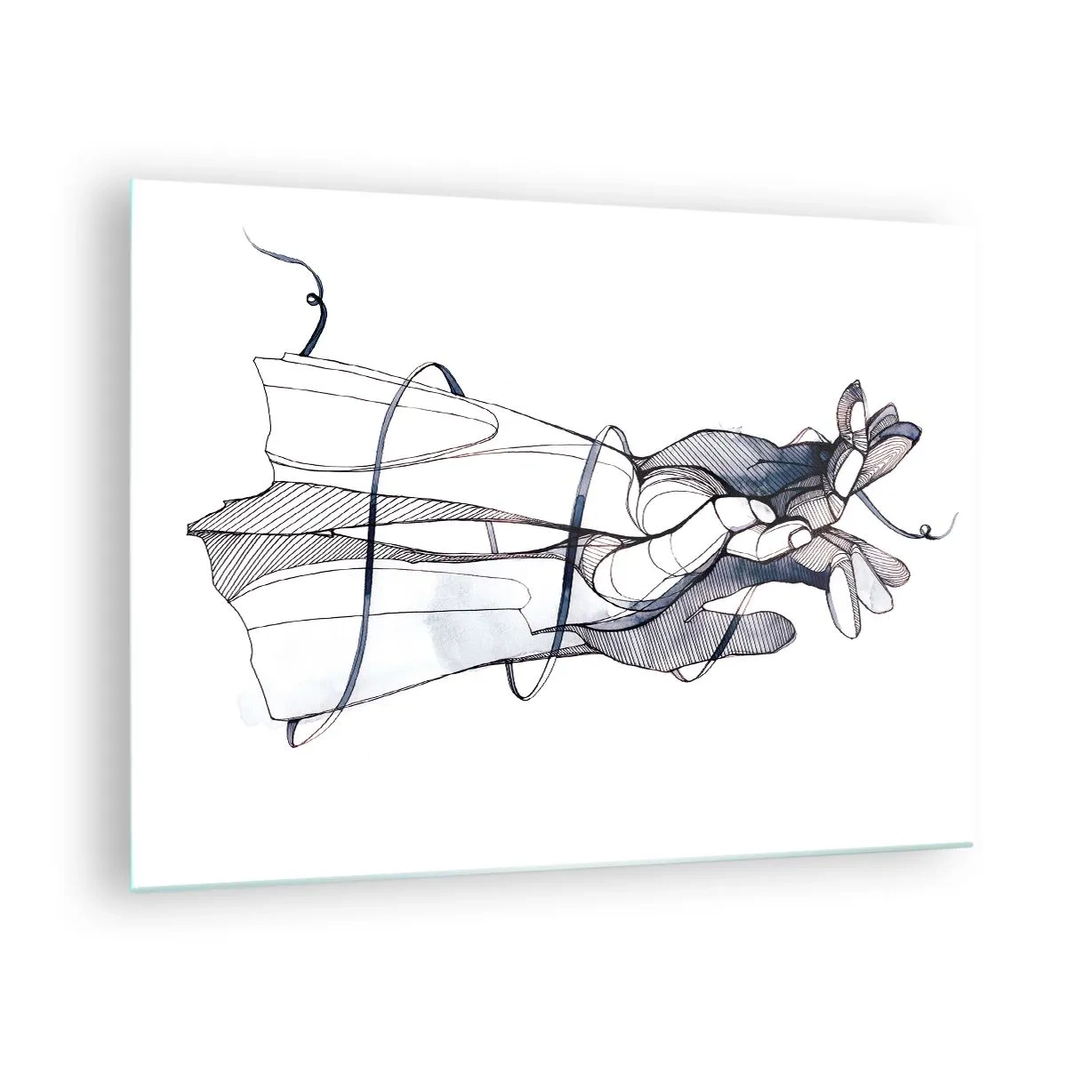 Glass picture - Artistic illustration of a hand holding a flower - 70x50cm - Study of Touch - Modern wall decoration for the living room and bedroom ARTTOR