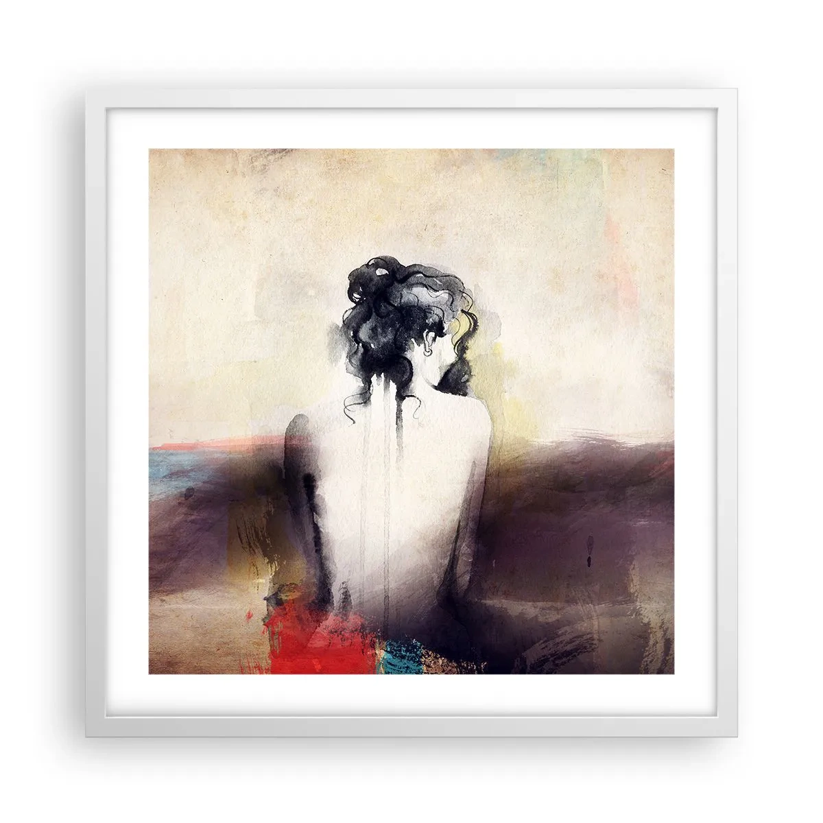 Poster in white frmae - Gentle Lines, Oval Shapes - 50x50 cm
